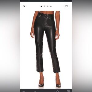 AGOLDE Women's Black High-Waisted Vegan Leather Straight Leg Pants Size 31 NWOT